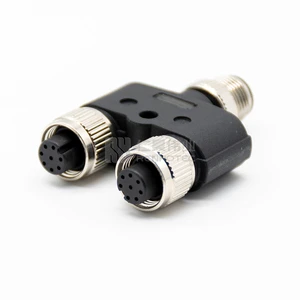M12 Sensor Connector Y Type Adapter 8Pin Male to Two Female Splitter Waterproof Industrial Connector