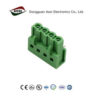 AOSI Industrial Wiring Earth Terminal Block Green 2EDGA PCB Mount Right Angle Double Row 5.08mm Board To Board