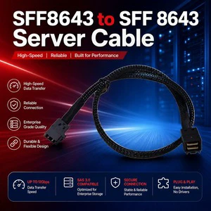 RAID Controller Storage Backplane Cable SFF-8643 Mini SAS HD 12Gbps Transmission Rate Internal Server Equipment Connector