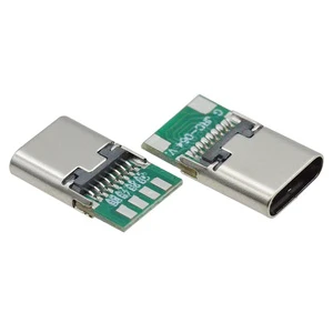 USB Type c 16 Pin 6 Pad Audio Female Socket 15.1mm Length AB5/AB6/AB7/AB8 USB 2.0 C Charging Port Connector with PC Board