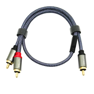 1 RCA Male to 2 RCA Male Y Adapter Splitter Gold Plated Connector Stereo Audio Cable for Car Speaker Amplifier