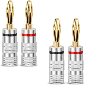 Speaker Banana Plugs Gold Plated 4.0mm Banana Plug Audio Connector Closed Screw for Speaker Wire