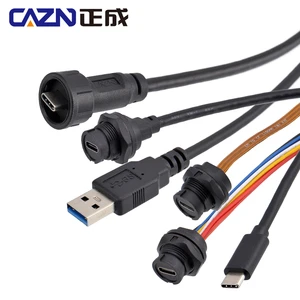Waterproof Receptacle Type-C Bayonet Female to USB a Male Back Mounted Socket With Cable 0.3M 0.5M 1M 2M