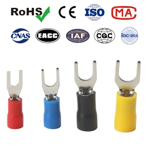 SVS2-6 Crimp Insulated Fork Spade Terminal M3 M8 Lug AWG16-14 Electrical Cable Termination Copper Wire Crimp Terminal Connector