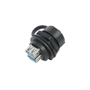 Lshitech Dual USB 3.0 Connector IP67 Waterproof Female Double USB Port Connector With Cover