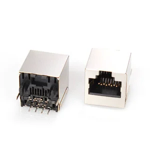 New Fashion Dip Magnetic Rj 45 Jack 1 Port Ethernet 10G Female Shield Rj45 Connectors With Led Pcb Connectors Battery Usb/