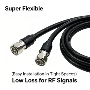 50Ohm Low Loss 4.3-10 Male-Male 1/2 Superflex Coaxial Feeder Jumper Cable 1M RRU Connection Line for 4G Cell Base Station