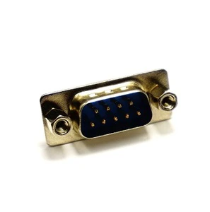 ARIBA DSS2-M09BXXB-59 D-Sub 9 Pin Male Connector Wire End Rivet Solder Type Blue Housing Gold Contact Finish Ni Shell Brass