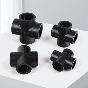 HDPE Cross Fitting DN50-DN315 PE100 SDR11 PN16 Butt Fusion 4-Way Pipe Connector Black Plastic Jo