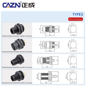 Factory Waterproof PCB Plastic Type Panel Mount Socket Connectors M12 Male Female B D A Code 2 3 4 5 6 8 12 17Pin Connector