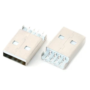 SMT Type 4Pin Male USB Connector with Brass Shell Selective Gold Plating 2AMP Current Rating