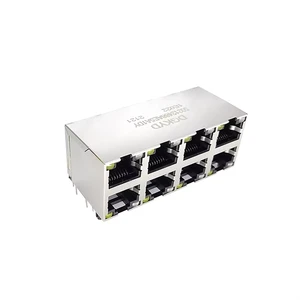 Unshielded 2X1 Dual Deck RJ45 Ethernet Plug Dual Color LEDs Cat3/5 Gold Flash Plating Side Entry Tab-Down&Up RJ45 Jack