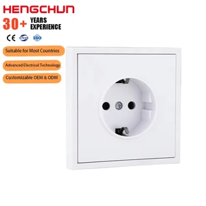 EU Standard Double Socket 16A 250V Plastic Panel Electrical Outlet Home 2A Usb Power Port, 18W Type C Fast Charging USB Socket