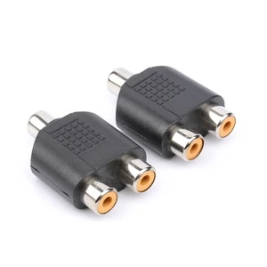 RCA Y Splitter Adapter 1RCA Female to 2 RCA Female Jack Audio Video Y Splitter Adapters Connector for Audio Video AV TV Cable