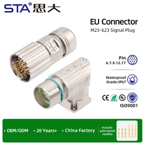 M623 Power Signal Metal Waterproof Connector 6 8 9 12 17 19 Pin Threaded Crimp Male Female Assembled Plug Square Socket
