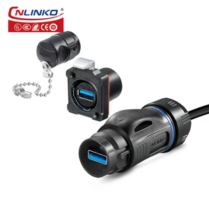 Factory M24 Round USB Connector Plastic Waterproof Panel Mount USB Connector with 1M Cable