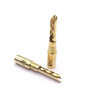 Sawtooth Shaped Brass Gold-plated 4mm Banana Head Shell Less Speaker Cable Amplifier Connector
