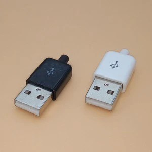 Diy USB Male Connector 2.0 Plug 4 Pin Type a Components White Black Plastic Cover