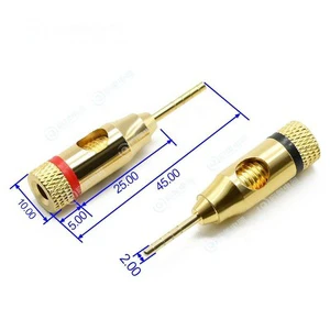 QIAO QA-XJC6041 2mm Brass Gold Plated Banana Plug Red and Black Speaker Wiring Connector with Tip for High Quality Audio Systems