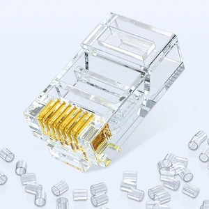 Mindpure Crystal Head RJ45/RJ11 Modular Plug Shielded CAT5e/CAT6/CAT7 Gold Plated Male Network 100/1000 Base-T 1U3U6U Ethernet