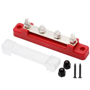 M6 *4 Single-Row 48V DC 150A Stainless Steel Terminal Studs Nylon Base BusBar for Car Boat Marine Caravan RV
