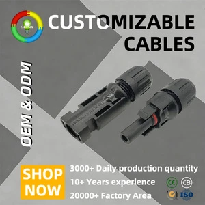 PV-M3 Copper Solar Power Cable Connector IP67 Rated 1000V DC 17A-40A Male/Female Adaptor