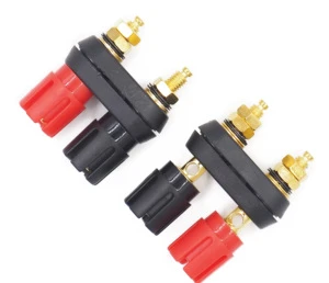Brass Dual Binding Post High Pressure M4 Gold Plated Banana Socket and Tip Connectors Double Joint Terminal Block