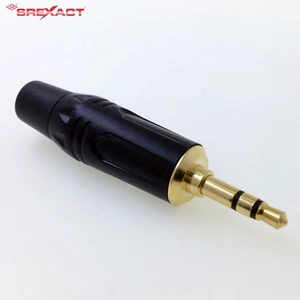Professional SREXACT SP110AP-G-C81-BK 3.5mm Mini Stereo Jack Plug Zinc Alloy Gold Plated Black Boot Audio Video Connectors 3A