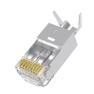 ZHEFAN Ethernet Network Cable Utp Ftp 8 Pin 8p8c Modular Cat 7 Rj 45 Pass Through Plug Cat7 Plug Rj45 Connector
