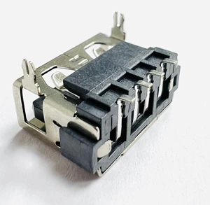 Front Insert Straight Edge 6.3 USB 2.0 Type a Female Copper Stainless Steel Housing 2A Connector for PCB Board Wire Connections