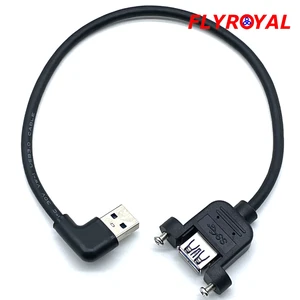 90 Degree Right Angle USB 3.0 Panel Mount Extension Cable With Screws Male To Female Cable Assembly Wiring Harness