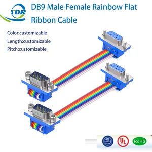 D-Sub DB9 9 Pin Male Female Connector Rainbow / Multicolor Flat Ribbon Cable