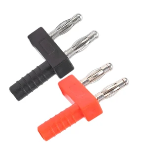 4mm Double Row Banana Plug Splitter ABS Shell Red Copper Short Circuit Jumper Plug Audio Connector for Banana Tip Connectors