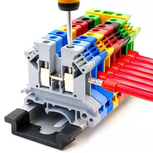 UK 2.5B Terminal Block Screw Connection Din Rail Mounted Feed Through 24-12AWG Universal Panel Mounted Electric Wire Connector