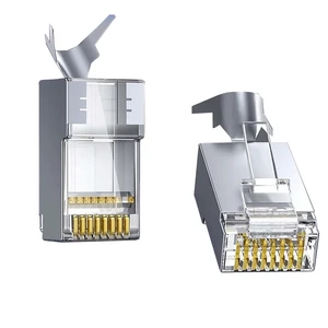 Ethernet RJ45 CONNECTOR for UTP FTP SFTP 8P8C Network Connector CAT7 Shielded Two Piece with Tail Clip Crystal Head