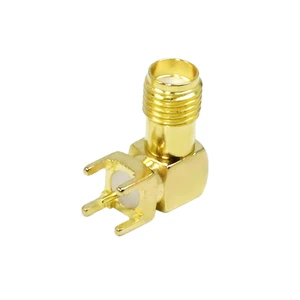 Gold Plated SMA Female Jack 90 Degree Right Angle PCB Edge Solder RF Coaxial Connector Used for PCB
