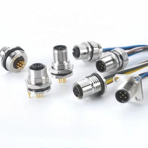 M12 Panel Connector 5pin Male a Code M20 Chassis-side Thread Rear Mount PCB Terminals