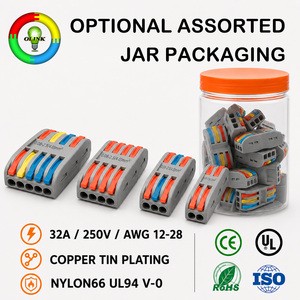 Assorted Lever Wire Connectors Jar Kit 2 3 5 Pin 32A 250V Quick Splicing Electrical Terminal Block With PA66 V-0 Housing