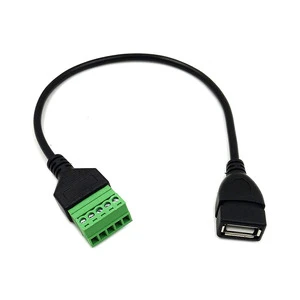 USB a Solderless Green Terminal Connector USB a Female Plug to 5 Pin Female Screw Terminals Solderless Adapter Extension Cable