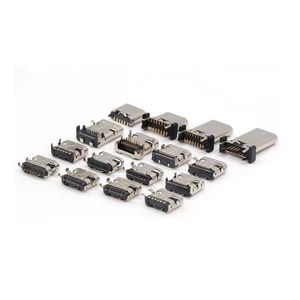 6-16 Pin SMT Recessed Mount Female USB Connector For Mobile Phone Charging Port Brass Stainless Steel Usb Type C Connector