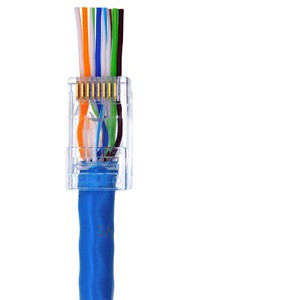 Network Connector Cat6 Cat5e Crystal Head Pass Through Hole RJ45 Modular Plug UTP8P8C Transparent/Colored