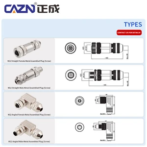 Hot Sales M12 Brass Screw Straight Angled Plug Connectors 2-8 Pins A/B/D Male Female PG7 PG9 Assembled Sensor IP67 Automotive
