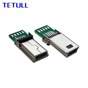 Factory Customized MINI USB 10P Male Connector, Sandwich Type with PCB, 10 Solder Points