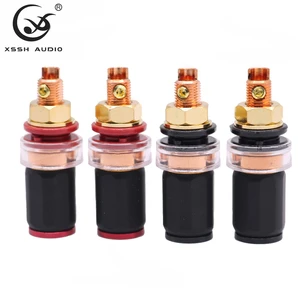 Binding Post HIFI XSSH DIY Audio Red Pure Copper Female Banana Plug Hi-end Speakers Wire Socket Quick Wiring Amplifier Terminal
