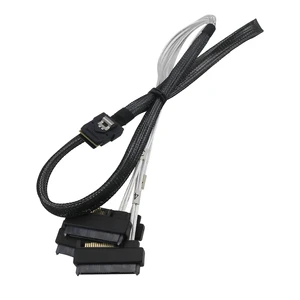 PCIE GEN 5.0 SAS MCIO 8i 8X 74P to 2XSFF 8639+15P Tinned Copper Nylon Braid 0.8m Server Adapter Cables
