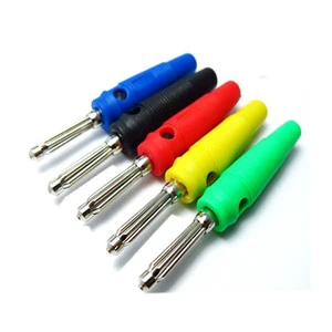 In Stock Nickel Plated Brass 5 Color 7 Pins Banana and Tip Connectors Welding Free Banana Plug with Screw