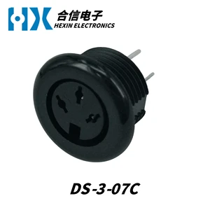 HX Factory Direct DS Din DS-3-07C Female Threaded Black Pcb Panel Mount, Din Socket Connector, Female Socket Connector