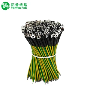 Pure Copper Fork Solder Rubber Grounding Wire 16AWG 1.0mm-2.5mm Green Yellow Jumper Cable Terminals Wire Harness Assembly