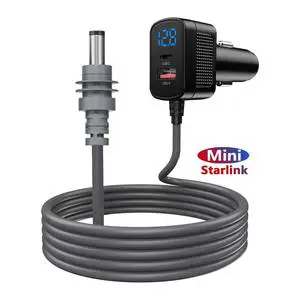 For Starlink DC to Cigarette Lighter Adapter With USB A+C Port 12V-24V for Starlink Mini Automotive DC Power Cable for Vehicle