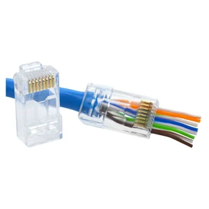 3 Prong Ethernet Ends Open Plug RJ45 CAT5e CAT6 Pass Through Connectors